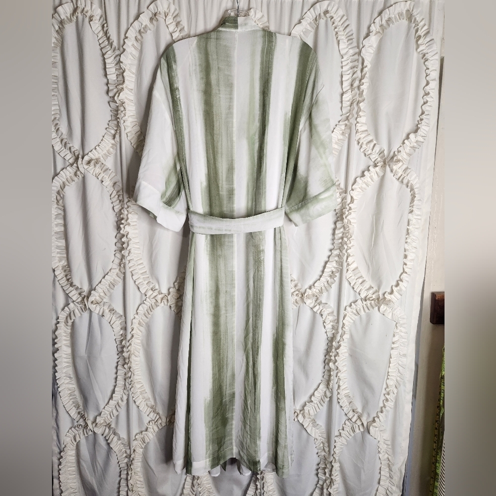 Mango MNG Pastel Tie Dye Green Kimono Dress Wrap Sz XS/S - Picture 4 of 9